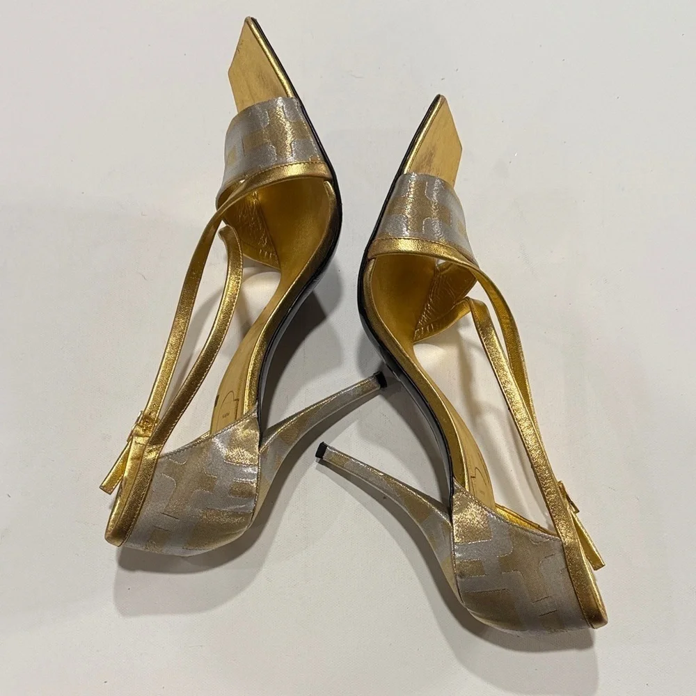 Roger Vivier Gold Strappy Heels